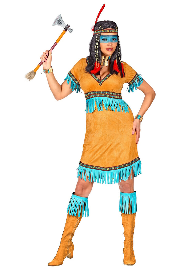Dámský kostým indiánky s modrými detaily - M