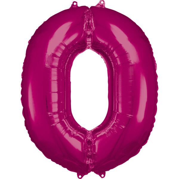 Fóliový balónek číslice nula růžový, 86 cm