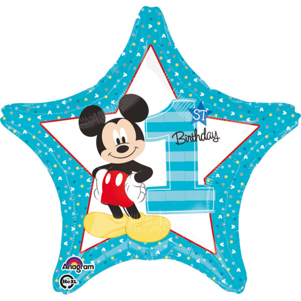 Fóliový balónek Mickey Mouse k 1. narozeninám, 43 cm