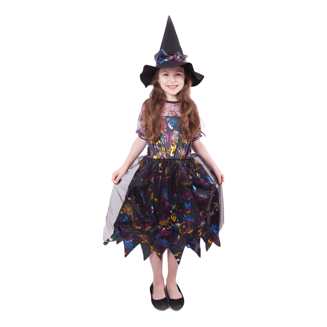 Dětský kostým čarodějnice barevná - Pro věk 4-6 let