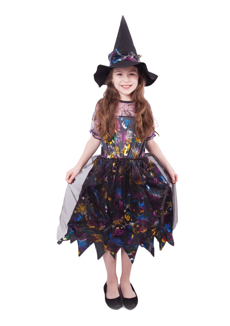 Dětský kostým čarodějnice barevná - Pro věk 6-8 let