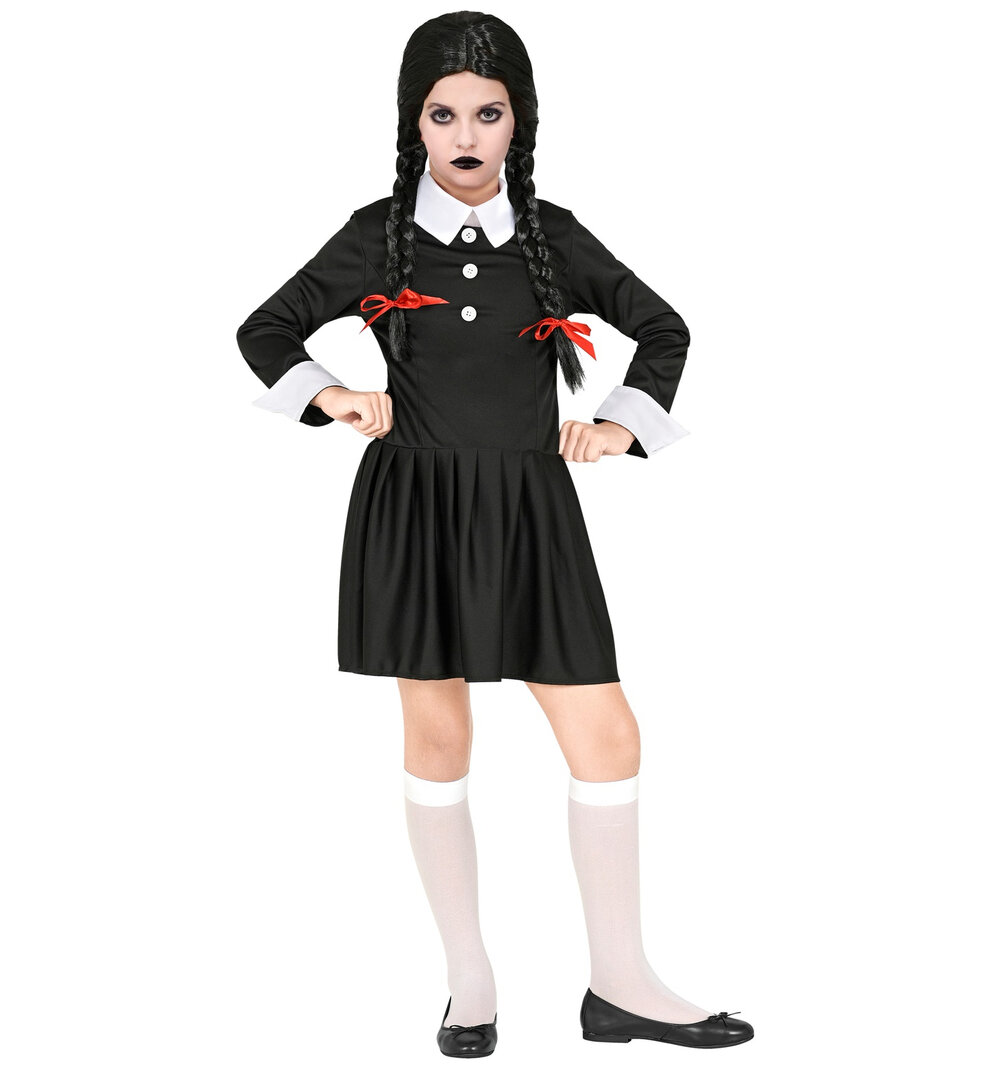 Dívčí šaty s límečkem Wednesday Addams, černé - Pro věk 8-10 let