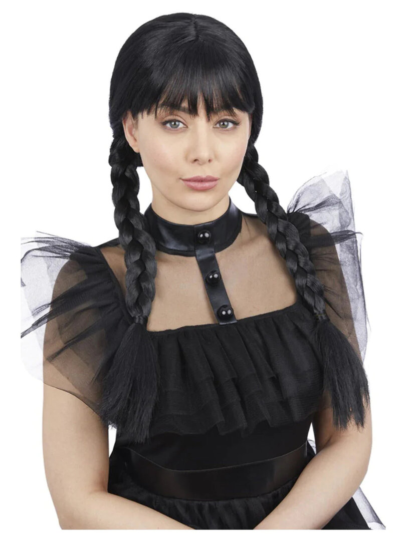 Dámská paruka Wednesday Addams, černá