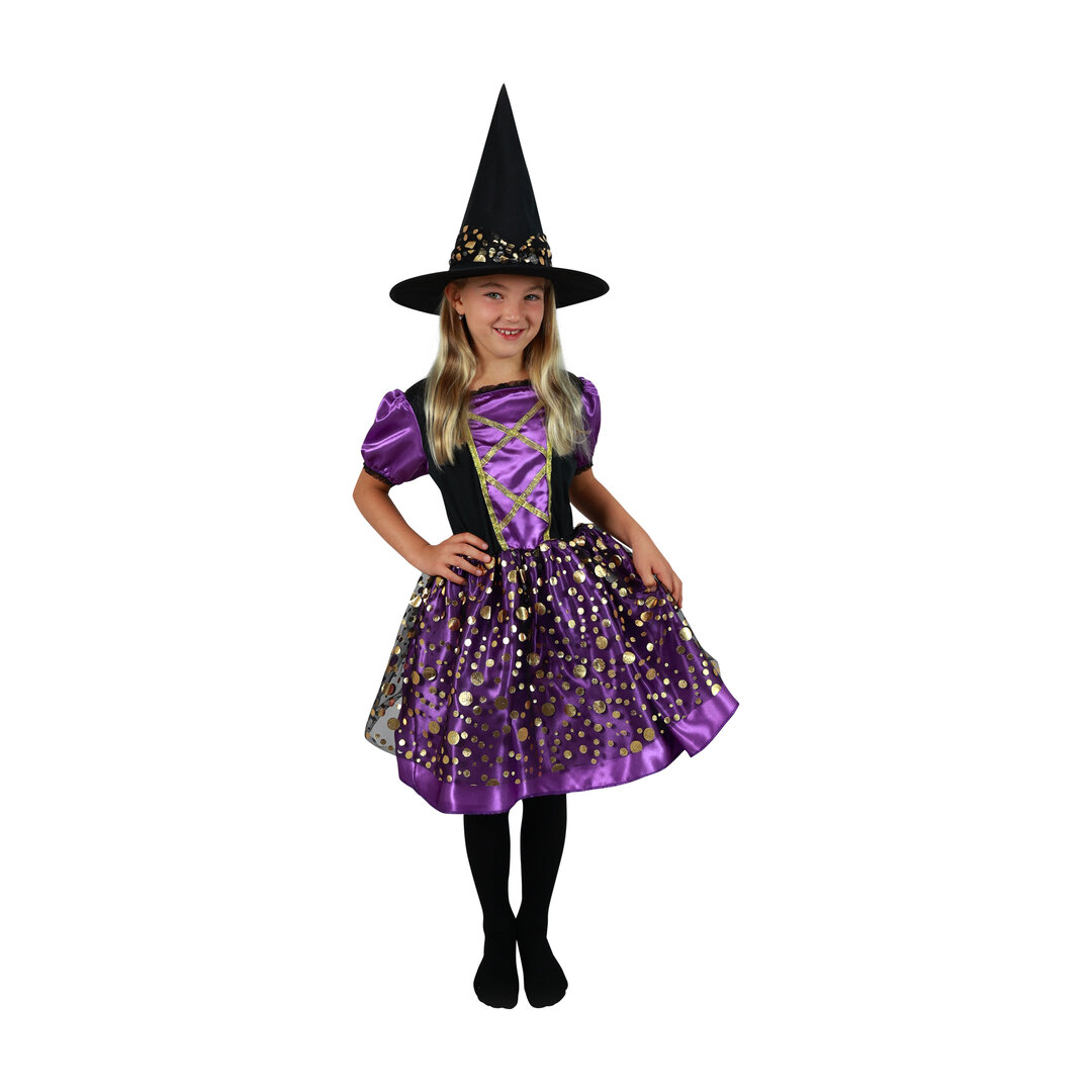Dětský kostým čarodějnice fialovo-černá e-obal - Pro věk 3-6 let