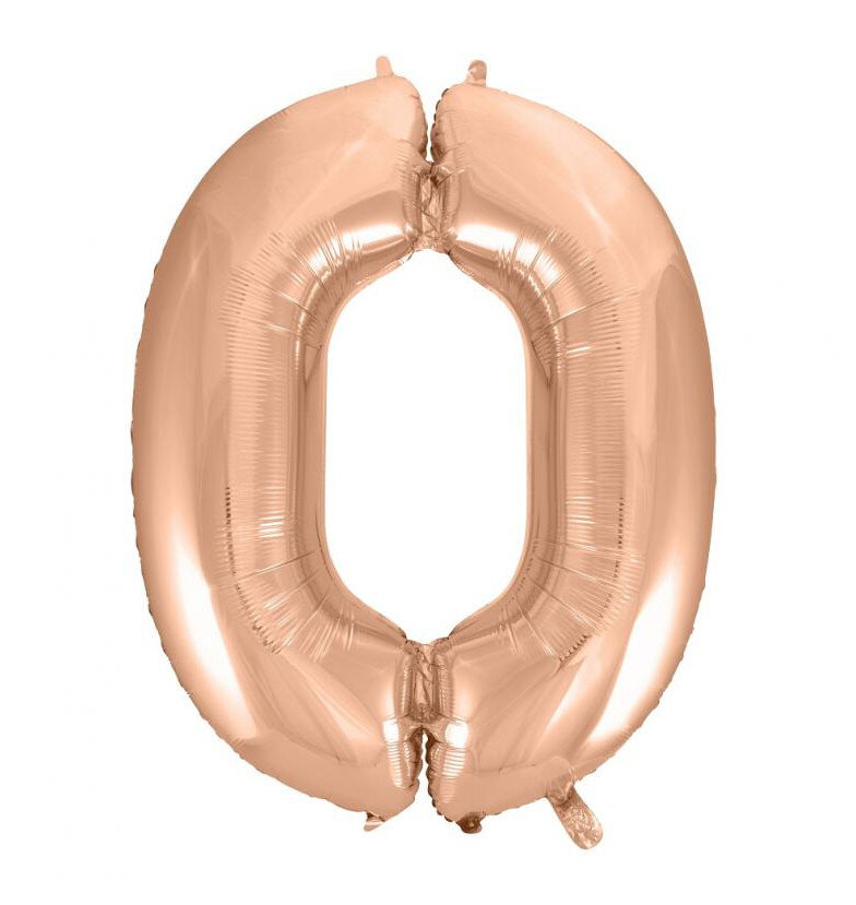 Fóliový balónek číslice 0 rose gold, 92 cm