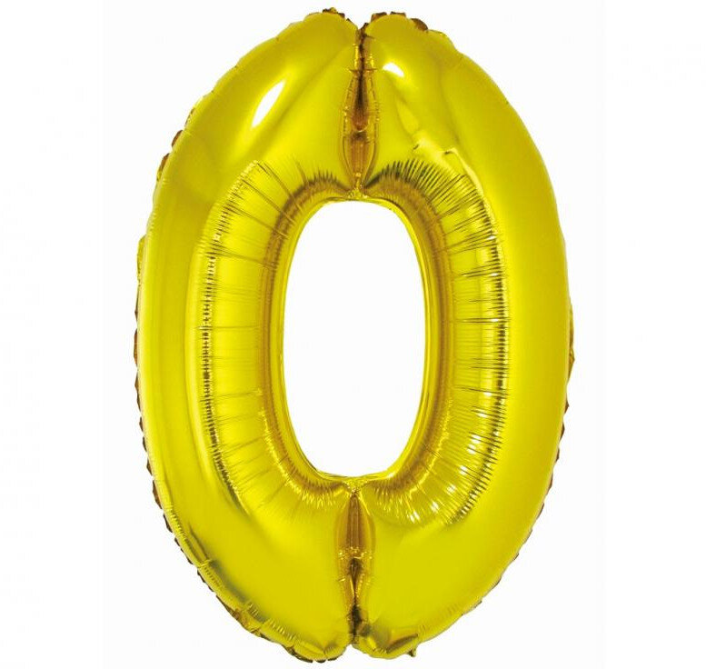 Fóliový balónek číslice 0 zlatý, 76 cm
