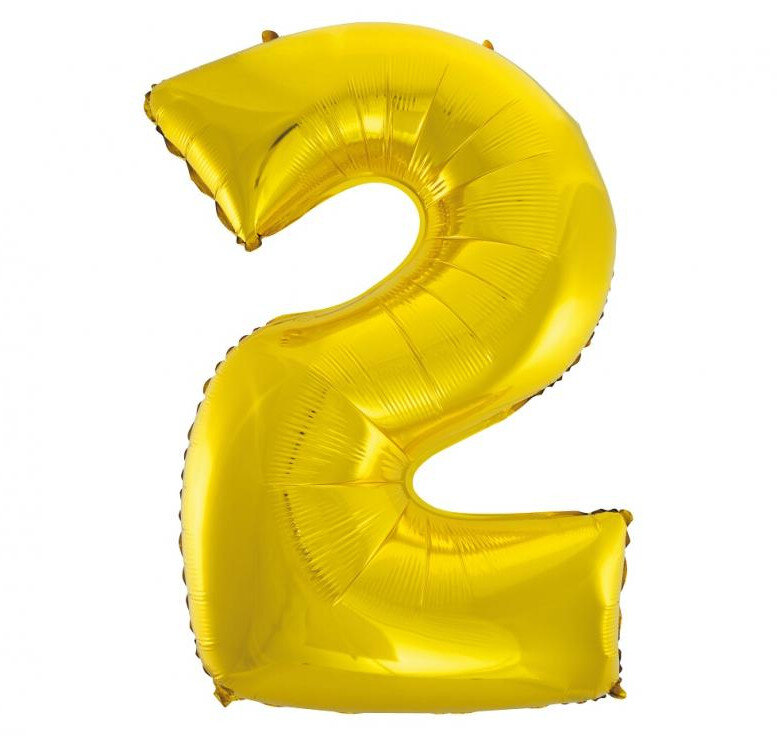 Fóliový balónek číslice 2 zlatý, 92 cm