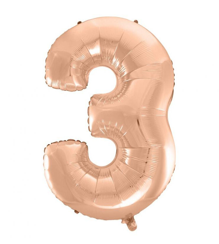 Fóliový balónek číslice 3 rose gold, 92 cm