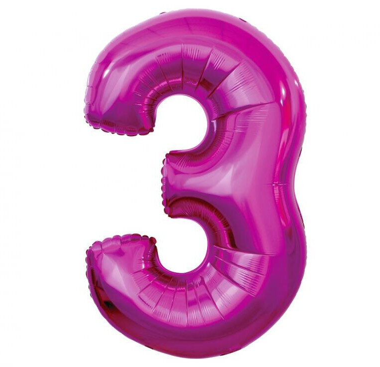 Fóliový balónek číslice 3 růžový, 92 cm
