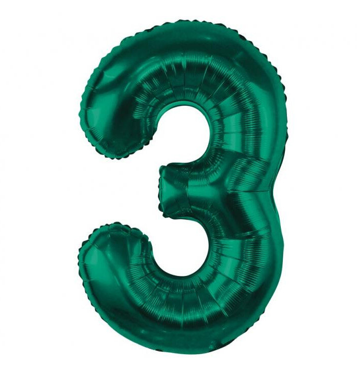 Fóliový balónek číslice 3 zelený, 85 cm
