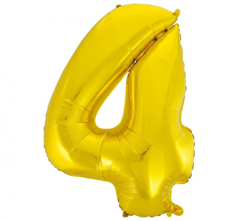 Fóliový balónek číslice 4 zlatý, 92 cm