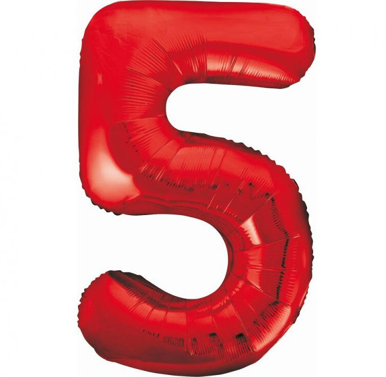 Fóliový balónek číslice 5 červený, 85 cm