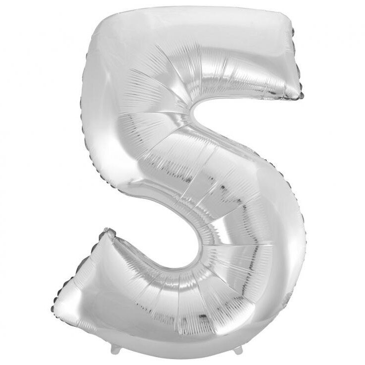 Fóliový balónek číslice 5 stříbrný, 92 cm