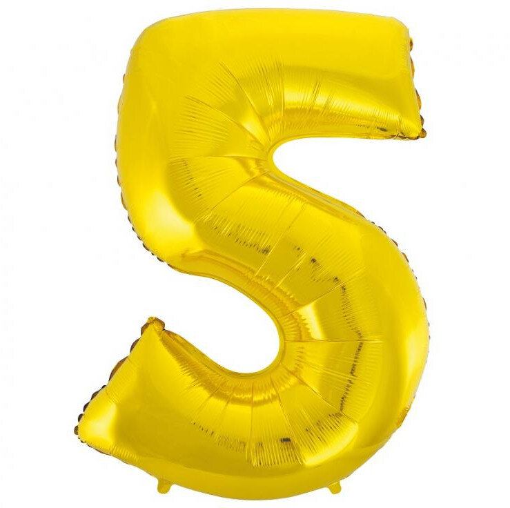 Fóliový balónek číslice 5 zlatý, 92 cm