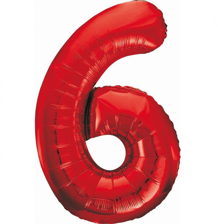 Fóliový balónek číslice 6 červený, 85 cm