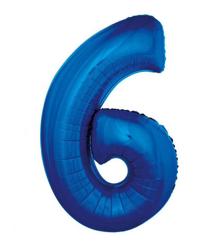 Fóliový balónek číslice 6 modrý, 92 cm
