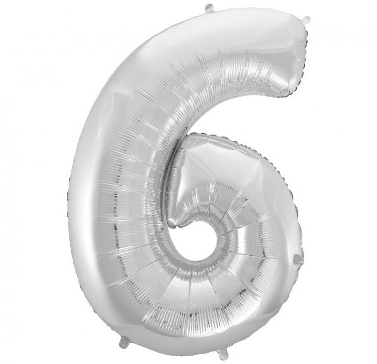 Fóliový balónek číslice 6 stříbrný, 92 cm