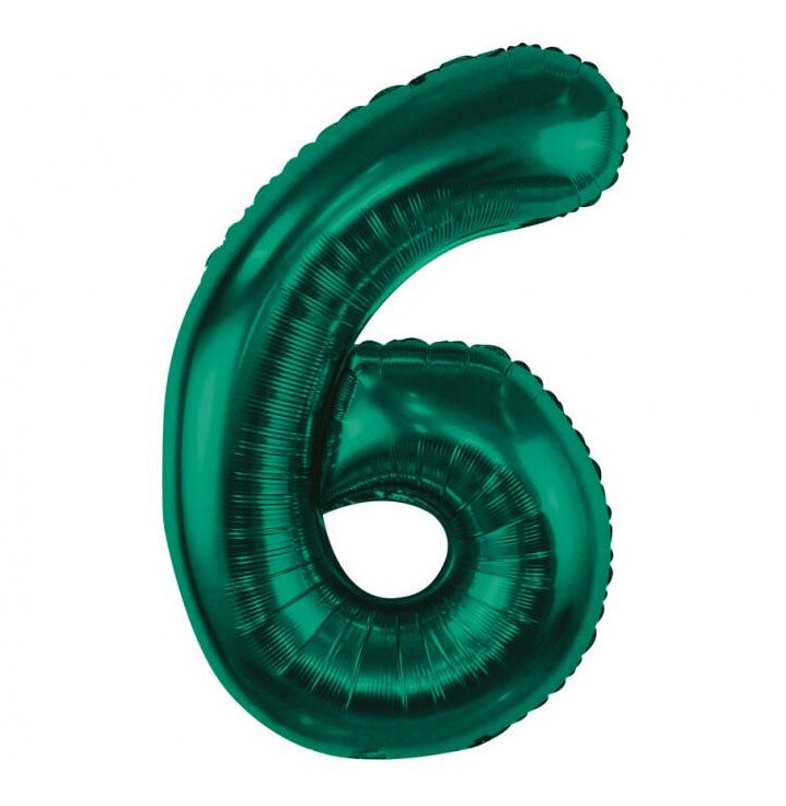 Fóliový balónek číslice 6 zelený, 85 cm