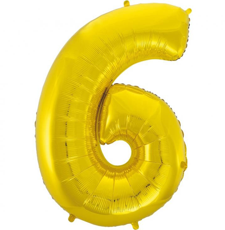 Fóliový balónek číslice 6 zlatý, 92 cm
