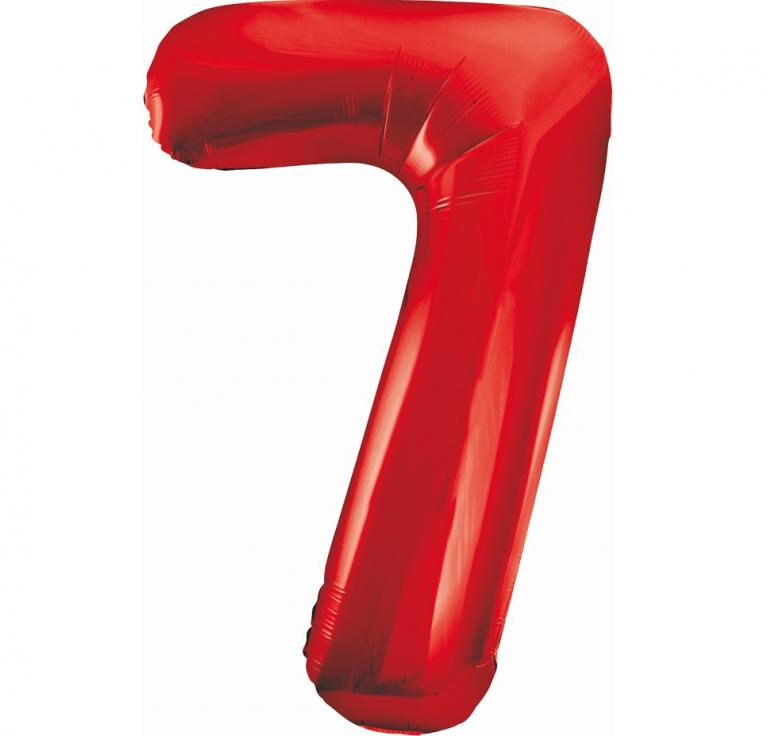 Fóliový balónek číslice 7 červený, 85 cm