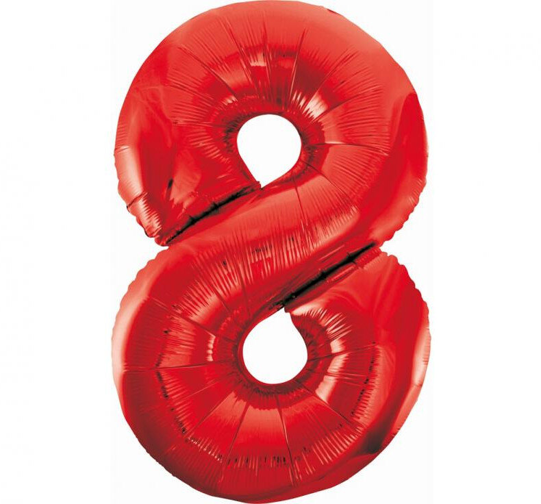 Fóliový balónek číslice 8 červený, 85 cm