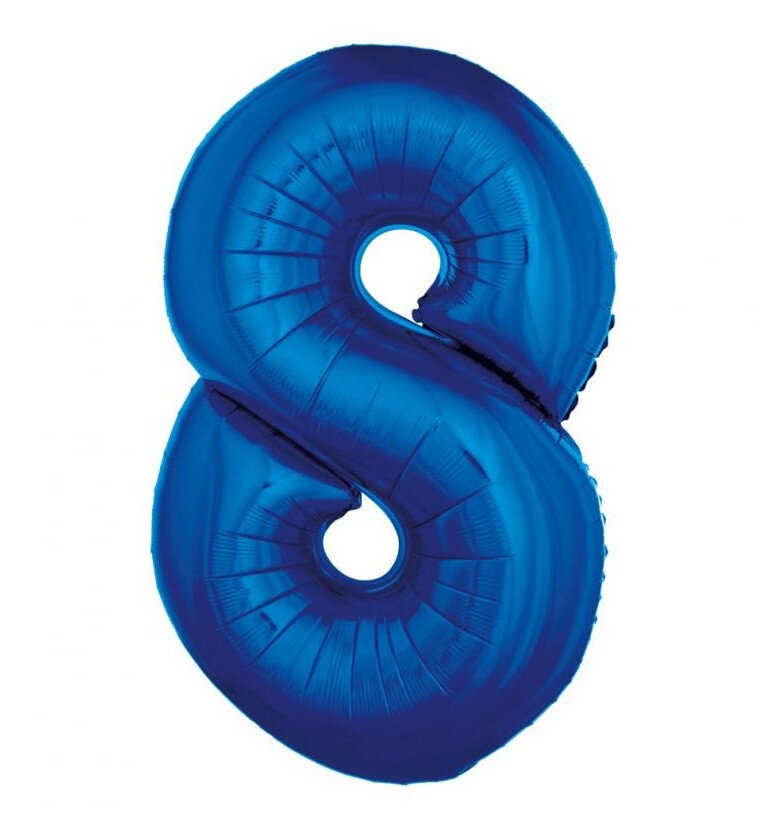 Fóliový balónek číslice 8 modrý, 92 cm