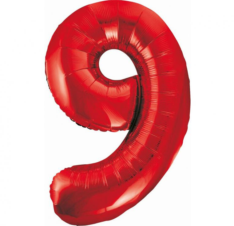 Fóliový balónek číslice 9 červený, 85 cm