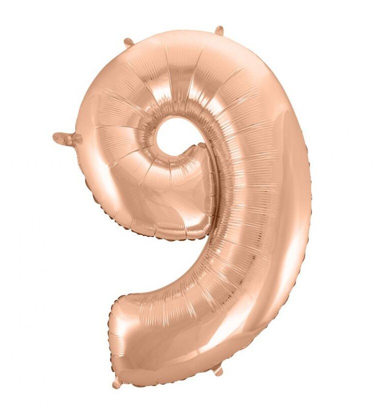 Fóliový balónek číslice 9 rose gold, 92 cm