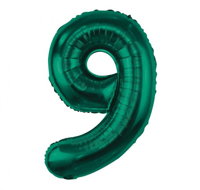 Fóliový balónek číslice 9 zelený, 85 cm