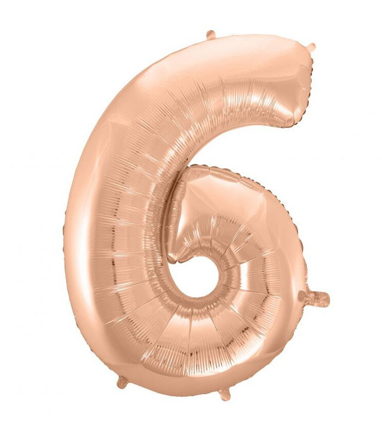 Fóliový balónek číslice šest rose gold, 92 cm
