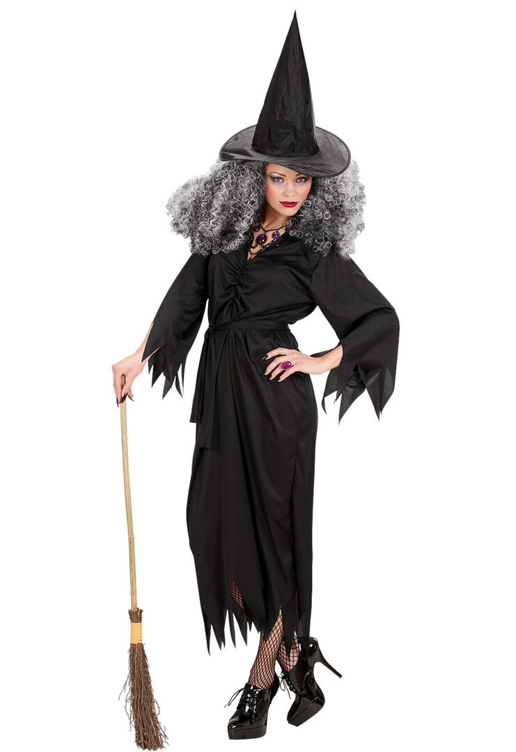Dámský kostým čarodějnice (šaty, pásek, klobouk) - M