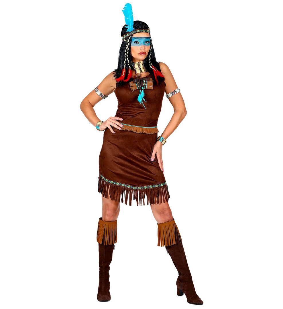 Dámský hnědý indiánský kostým - S