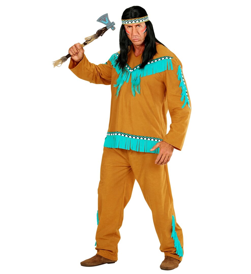Pánský indiánský kostým s modrými doplňky - XL