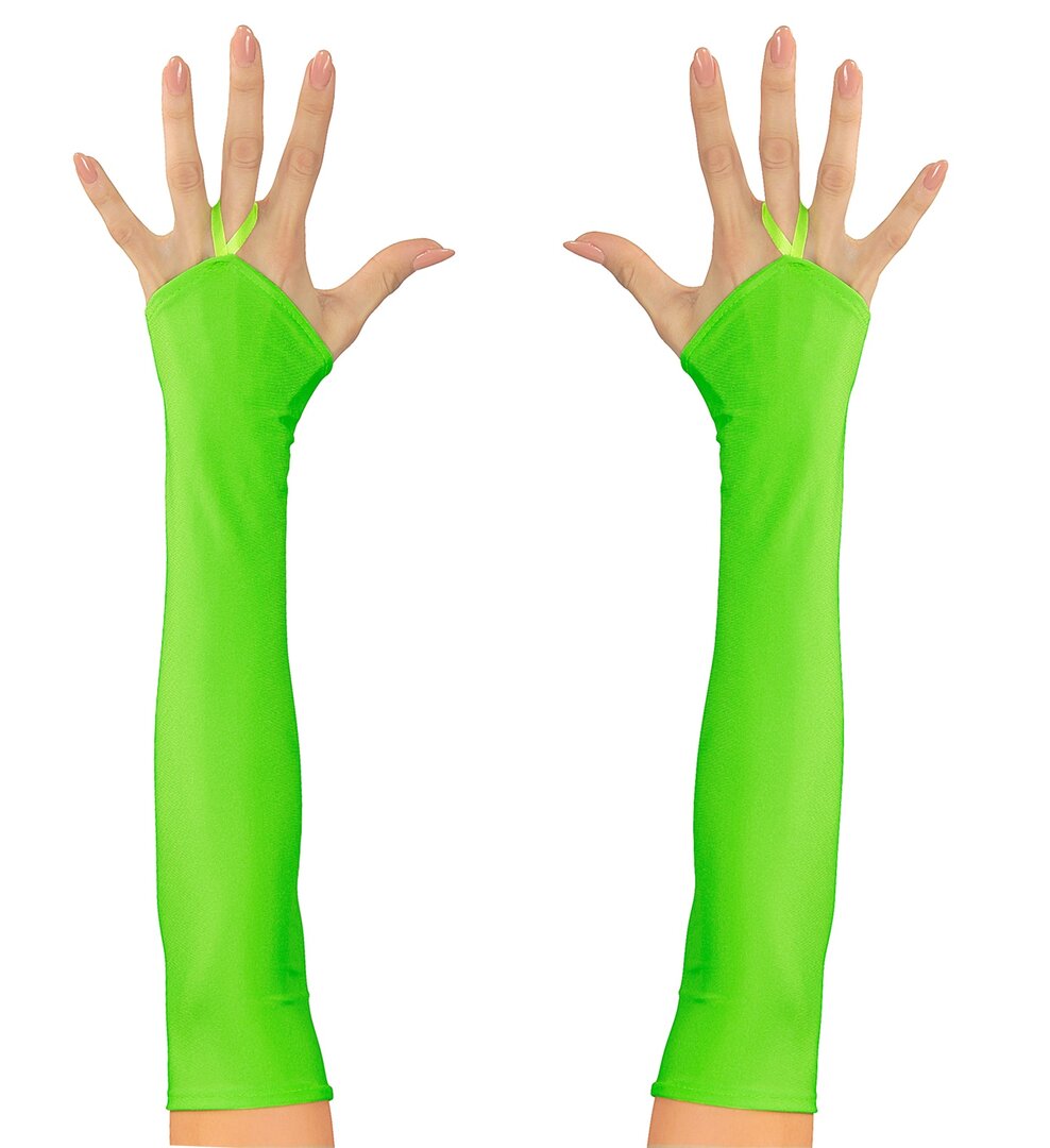 Dámské neónové dlouhé zelené rukavice bez prstů 43 cm
