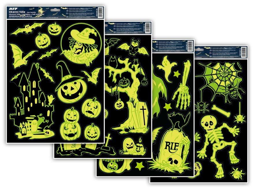 Okenní fólie halloween svítící, 1 ks