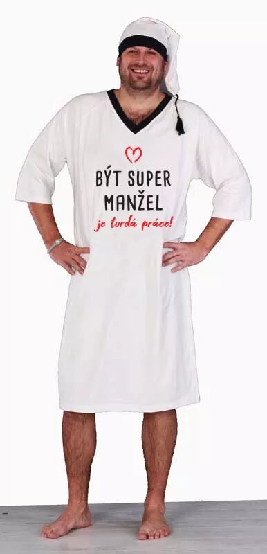 Být super manžel - Vtipná pánská noční košile bílá