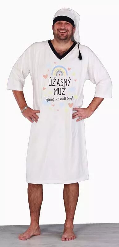 Úžasný muž - Vtipná pánská noční košile bílá