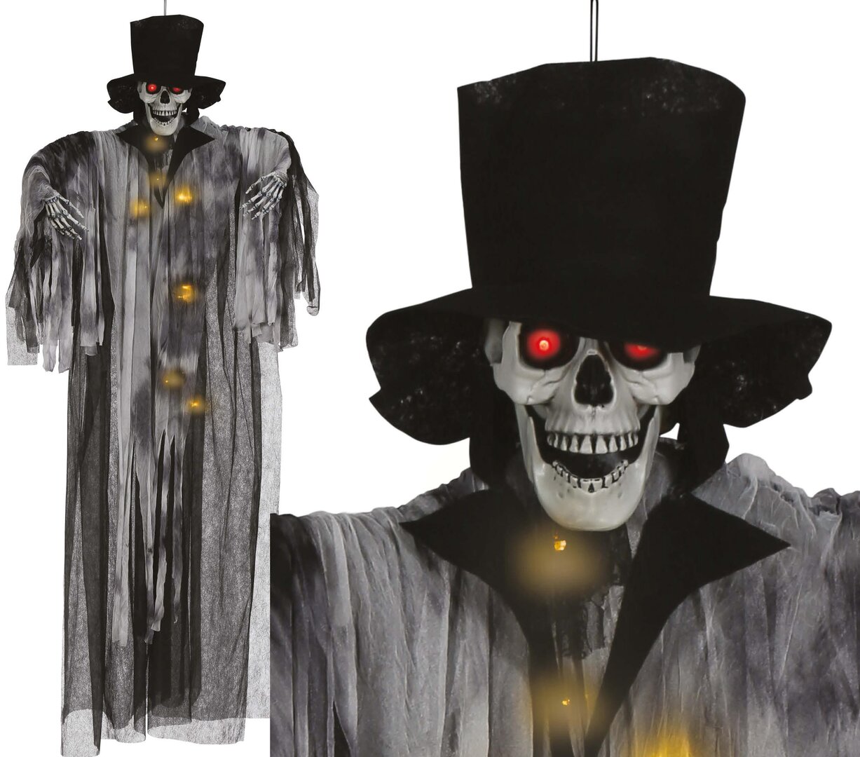 Závěsná halloweenská dekorace mrtvého ženicha se světlem, 180 cm