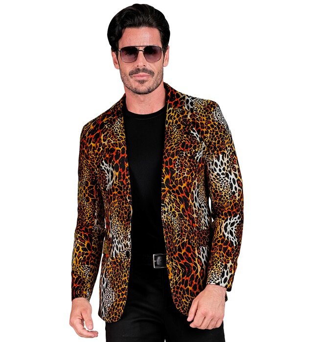 Pánské hnědé sako s leopardím vzorem