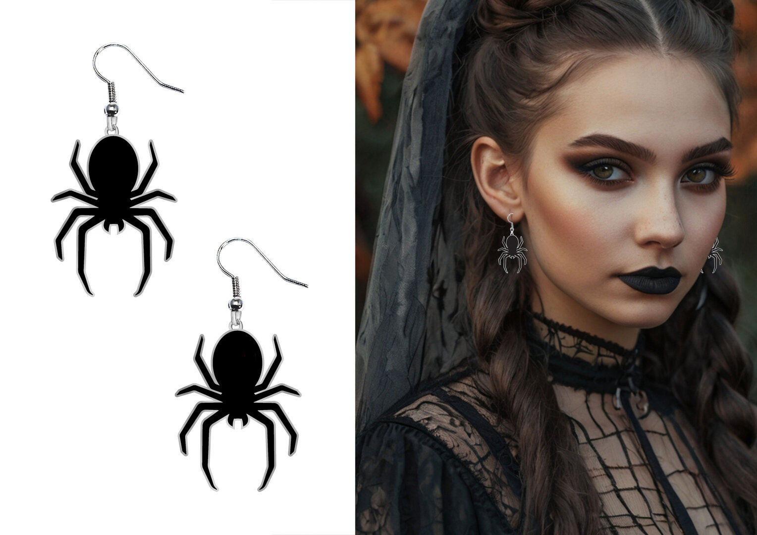 Halloweenské náušnice, pavouci