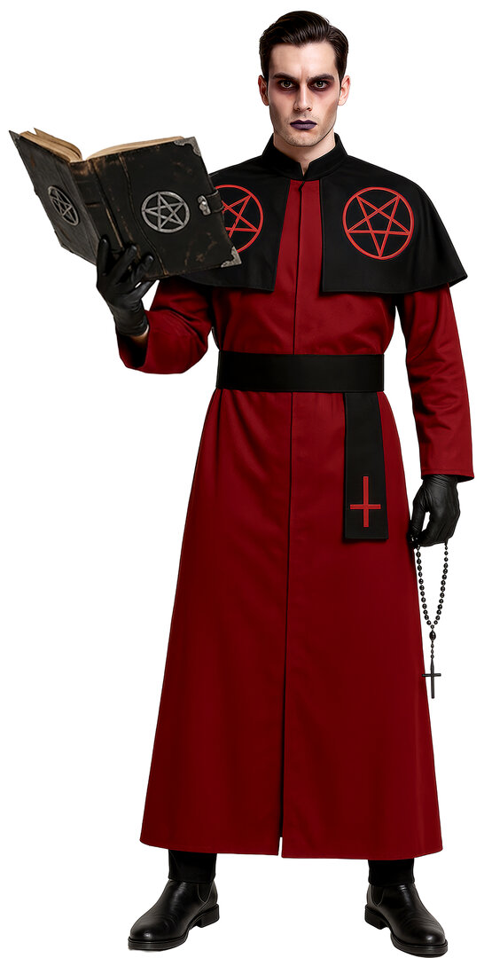 Pánský kostým satanistický kardinál, červený