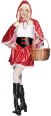 Dámský kostým červená Karkulka (krátké červeno-bílé šaty)
