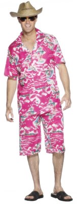 Pánský kostým Hawaii růžový