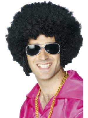 Pánská paruka afro s kotletami černá (daddy cool)