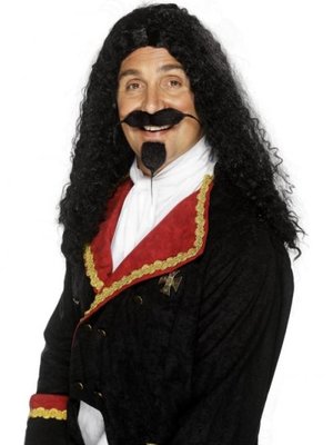 Pánská paruka mušketýr černá (musketeer)