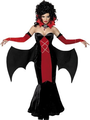 Dámský halloweenský kostým upírka (červeno-černý)