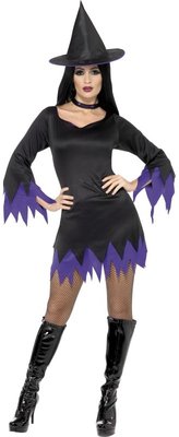Dámský kostým čarodějnice krátký černo-fialový