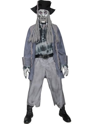 Pánský kostým k Halloweenu zombie pirát (šedý)