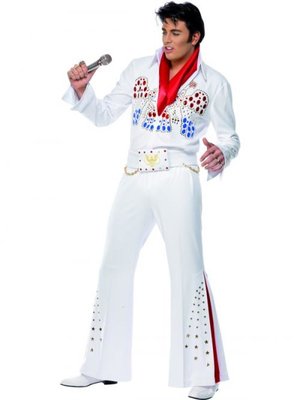 Profesionální pánský kostým Elvis (bílo-červený)