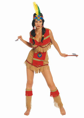 Dámský kostým indiánka (s červenými doplňky)